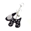 Black Faux Leather Dog Keychain with Black Rhinestones