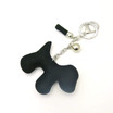 Black Faux Leather Dog Keychain with Black Rhinestones