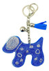 Blue Faux Leather Dog Keychain with Rhinestones