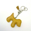 Beige Faux Leather Dog Keychain with Rhinestones