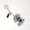 Black Leather Dog Keychain with Heart Rhinestones