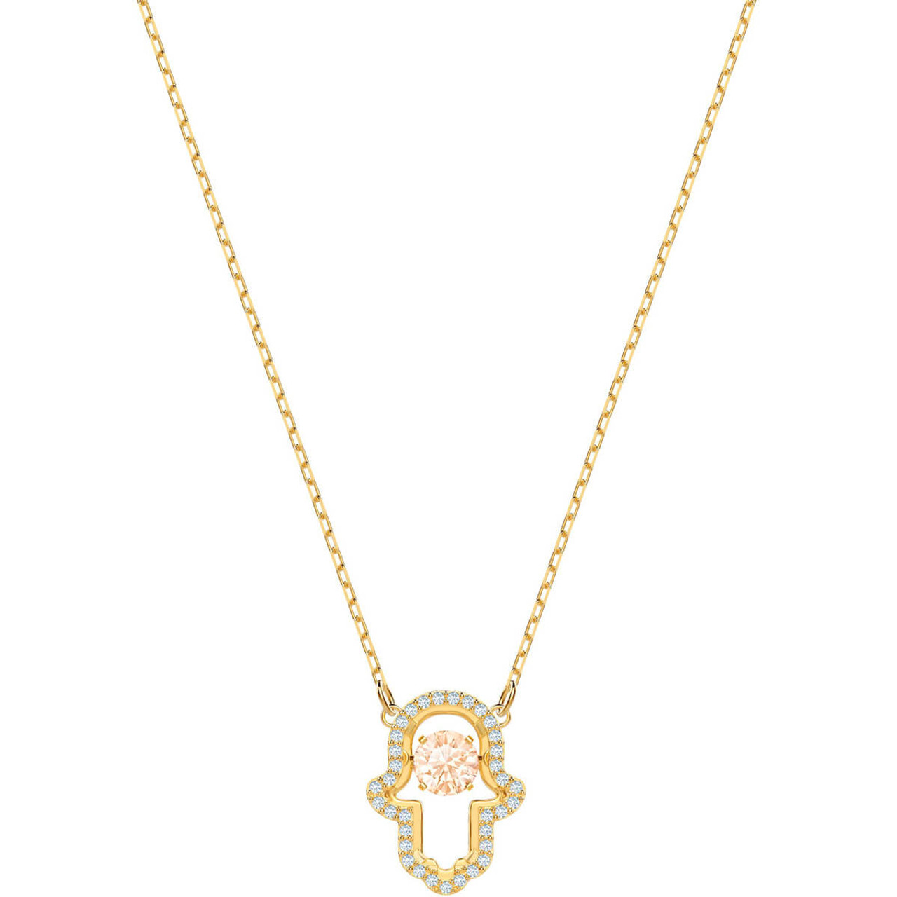 9ct Yellow Gold Sparkling Hamsa Hand Evil Eye Necklace