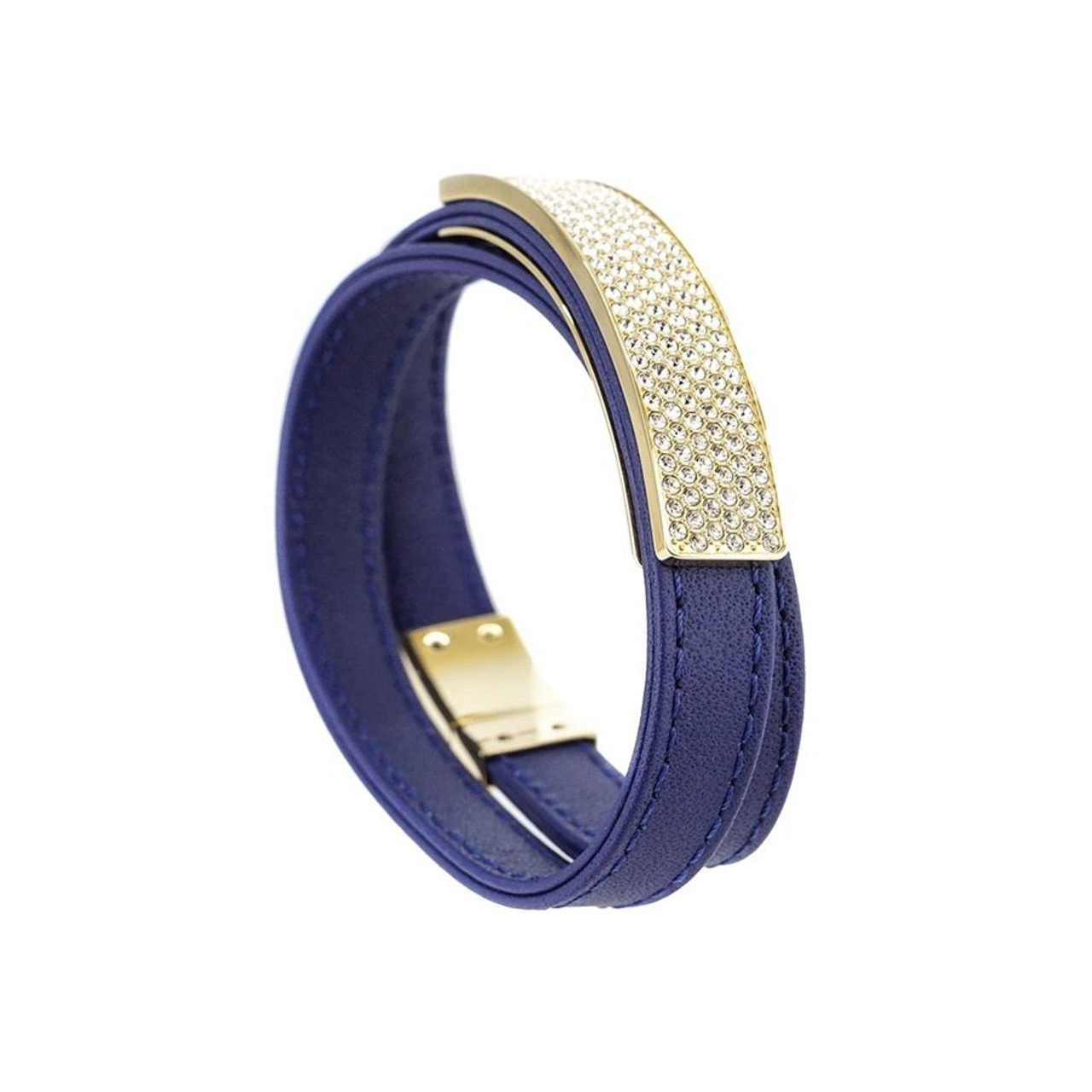Swarovski Vio Celo Navy Blue Leather Bracelet
