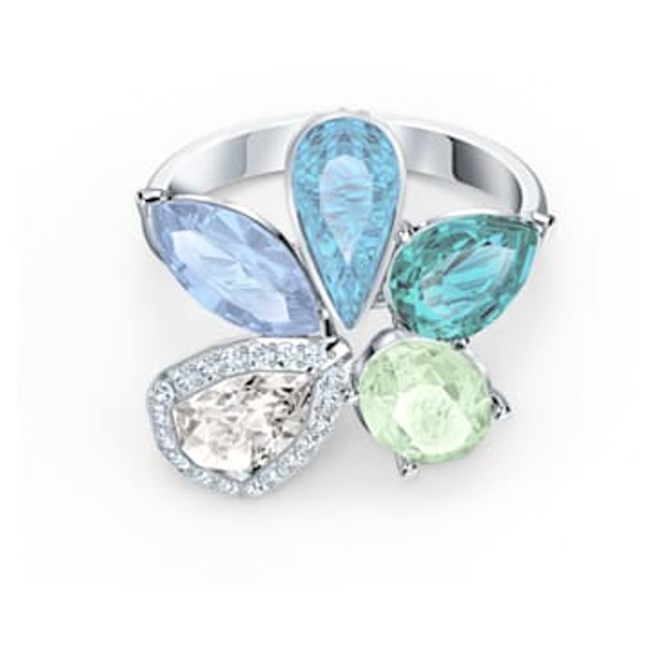 Swarovski Sparkling Ring, Aqua, Rhodium plated 55 - Jewellery from Adrian &  Co Jewellers UK