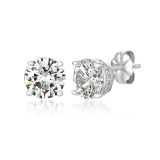 Crislu Royal Round Cut Stud Earrings in Platinum