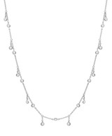 Crislu Bezel Set Drops Adjustable Layered Necklace, Platinum