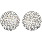 Swarovski Emma White Crystals Button Earrings, Rhodium