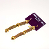 Adami & Martucci Gold Mesh Earrings With Yellow Gold Hammered Beads