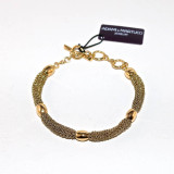 Adami & Martucci Single String Gold Mesh Bracelet with Gold Beads