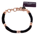 Adami & Martucci Single String Black Mesh Bracelet with Rose Gold Beads