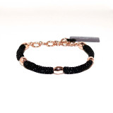 Adami & Martucci Single String Black Mesh Bracelet with Rose Gold Beads