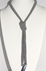 Adami & Martucci Silver Mesh Lariat Necklace with Silver Balls