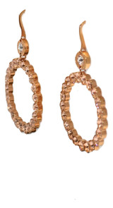 Large Circle Earrings with Champagne Color Crystals