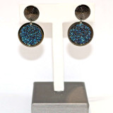 Circle Earrings with Blue Glam in Black Rhodium 