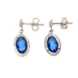 Small Drop Earrings with Blue Oval Crystals