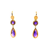 Drop Earrings with Multi-Shape Purple Crystals in Rose Gold