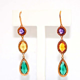 Drop Earrings with Multi-Color Crystals in Rose Gold