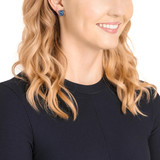 Swarovski Make-up Blue Stud Earrings in Ruthenium Plating 
