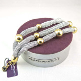 Adami & Martucci 3-String Silver Mesh Bracelet with Yellow Gold Balls