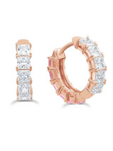 Crislu Duo Hoop Earrings with Pink and Clear Stones, 13 mm