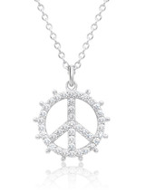 Crislu Peace Sign Pendant in Platinum  Crislu Peace Sign Pendant in Platinum