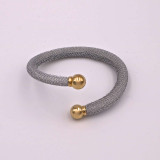 Adami and Martucci Silver Mesh Open Bangle in Gold