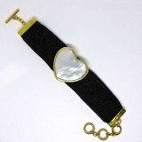 Adami and Martucci Black Mesh Bracelet with Mother of Pearl Heart