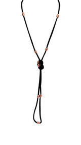 Adami & Martucci Black Mesh Necklace with Rose Gold Beads