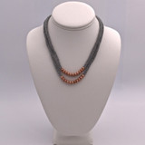 Adami & Martucci Silver Mesh Two-Strands Short Necklace With Rose Gold Matte Beads