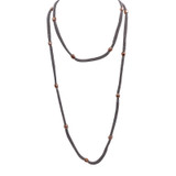 Adami & Martucci Silver Mesh Necklace with Rose Gold Hammered Beads