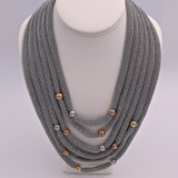 Adami & Martucci Multi-Strands Silver Mesh Necklace With Balls