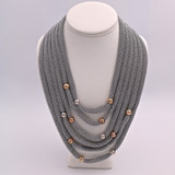 Adami & Martucci Multi-Strands Silver Mesh Necklace With Balls