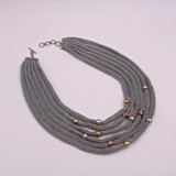 Adami & Martucci Multi-Strands Silver Mesh Necklace With Balls