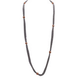 Adami & Martucci Silver Mesh Long Necklace with Rose Gold Balls