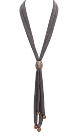 Adami and Martucci SIlver Mesh Long Tie Necklace With MOP Buckle