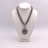 Adami & Martucci Silver Mesh Necklace with Circle Pendant 