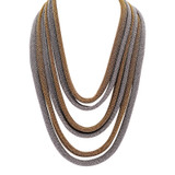 Adami & Martucci Multi Layered Silver and Gold Mesh Necklace With Gold Closure