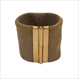 Adami & Martucci Gold Mesh Wide Cuff Bracelet with Gold Closure