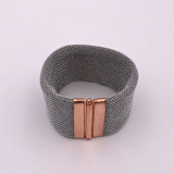 Adami & Martucci Silver Mesh Cuff Bracelet with Rose Gold Closure