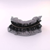 Adami & Martucci Silver Mesh and Black Lace Bracelet With Chain