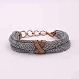 Adami & Martucci Silver Mesh Twisted Bracelet With Criss Cross Rose Gold Buckle
