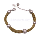 Adami & Martucci Gold Mesh Bracelet with Silver Matte Balls