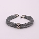 Adami & Martucci Silver Mesh Bracelet with Purple CZ Metal Buckle 