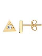 Crislu Triangle Frame Stud Earrings in Yellow Gold