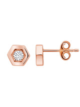 Crislu Hexagon Frame Stud Earrings in Rose Gold