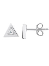 Crislu Triangle Frame Stud Earrings in Platinum