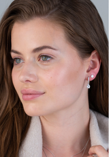 Crislu Pear-shape Huggie Drop Earrings in Platinum