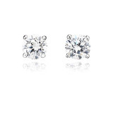 Crislu Solitaire Platinum Plated Silver Stud Earrings, 6.0 ct.