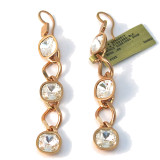 Long Earrings with Clear Crystals in Rose Gold