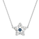 Swarovski Stella Blue Crystal Star Pendant in Rhodium